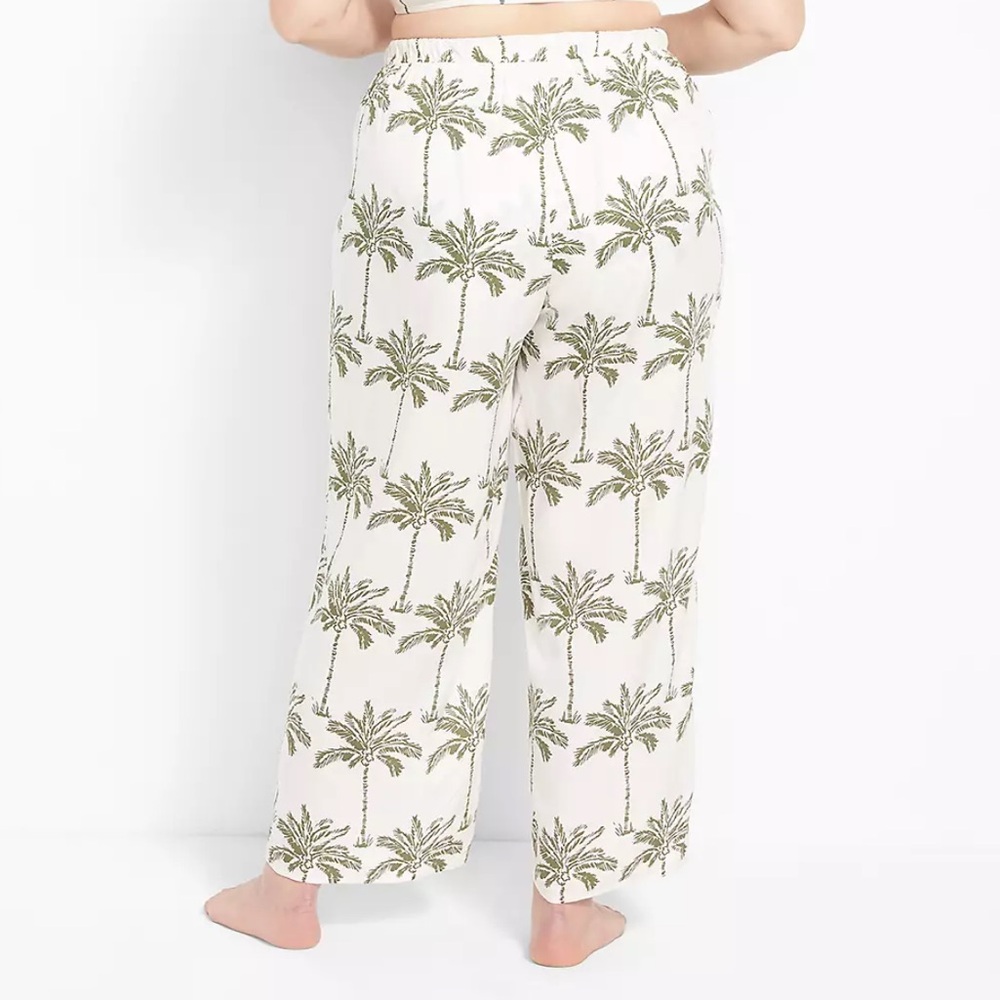 SWIM By Cacique Palm Tree Print Wide-Leg Cover Up Pants Swim wear Sz 22/24 - Picture 8 of 9